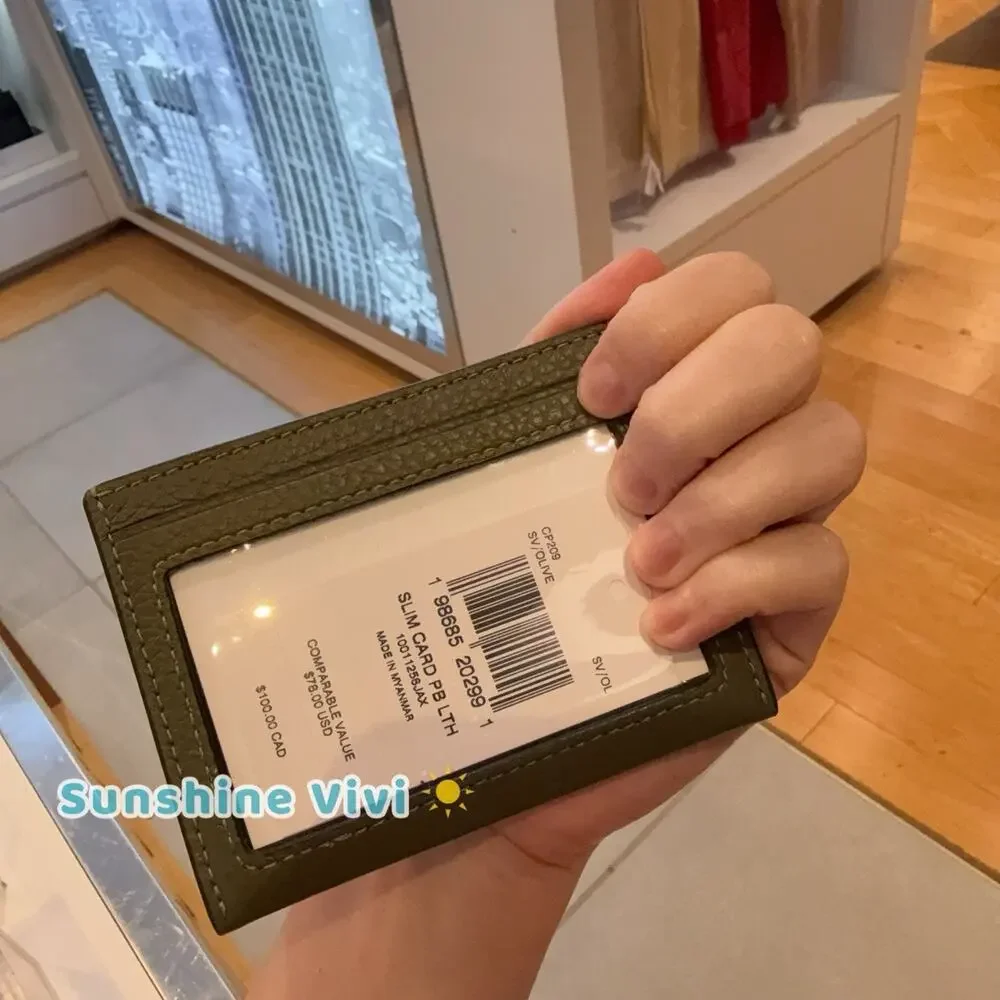 NWT Coach Slim ID Card Case CP209 Olive Leather